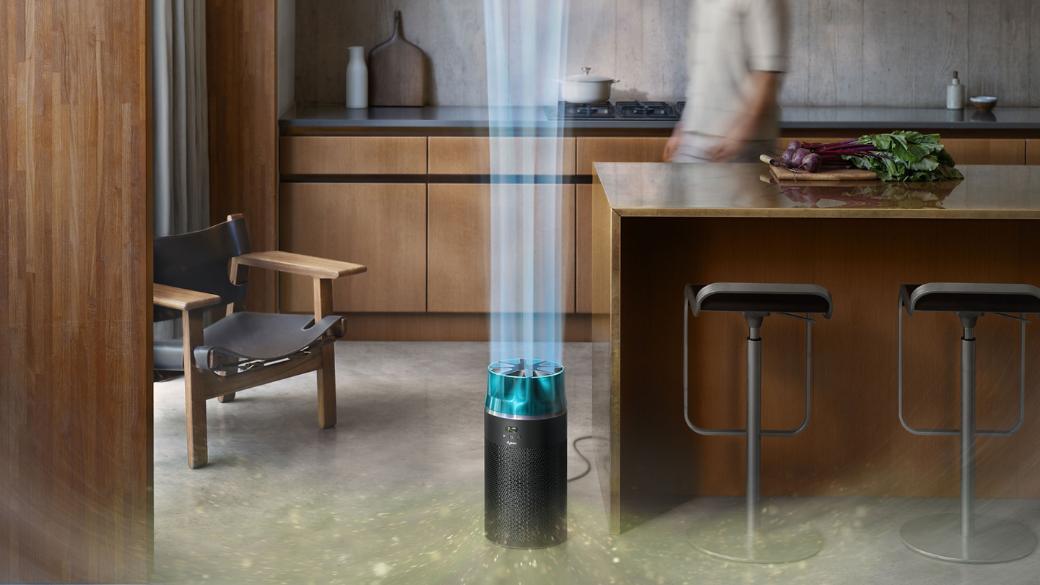 Dyson HushJet Purifier Compact in a modern kitchen and living space