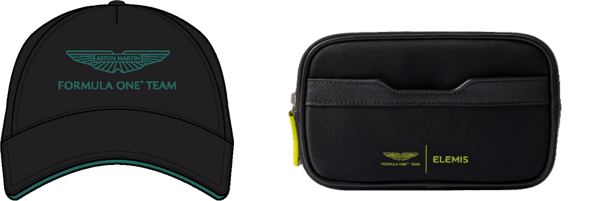 ELEMIS x Aston Martin Aramco Formula One Team cap and pouch