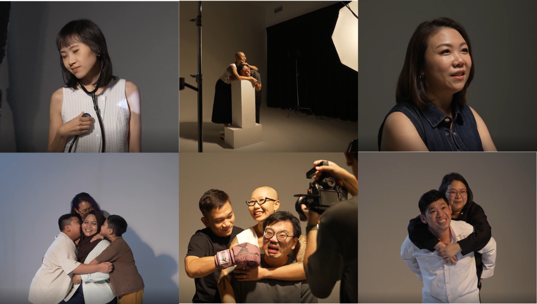 Behind-the-scenes portraits of young women affected by breast cancer and their supporters for the Faces of Courage photo exhibition