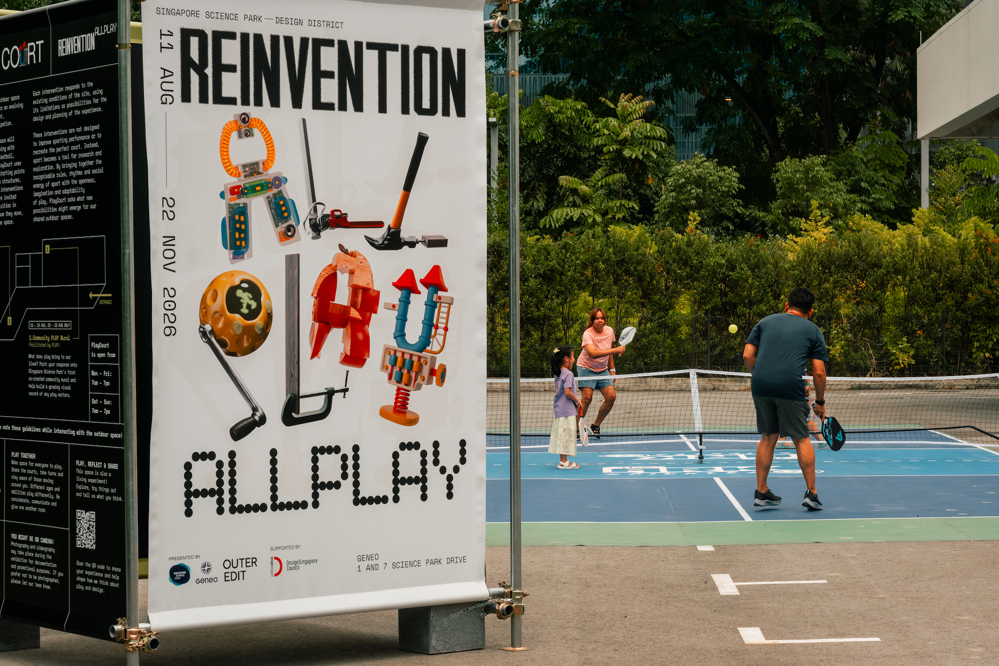 Visitors playing at REINVENTION ALLPLAY PlayCourt at Singapore Science Park